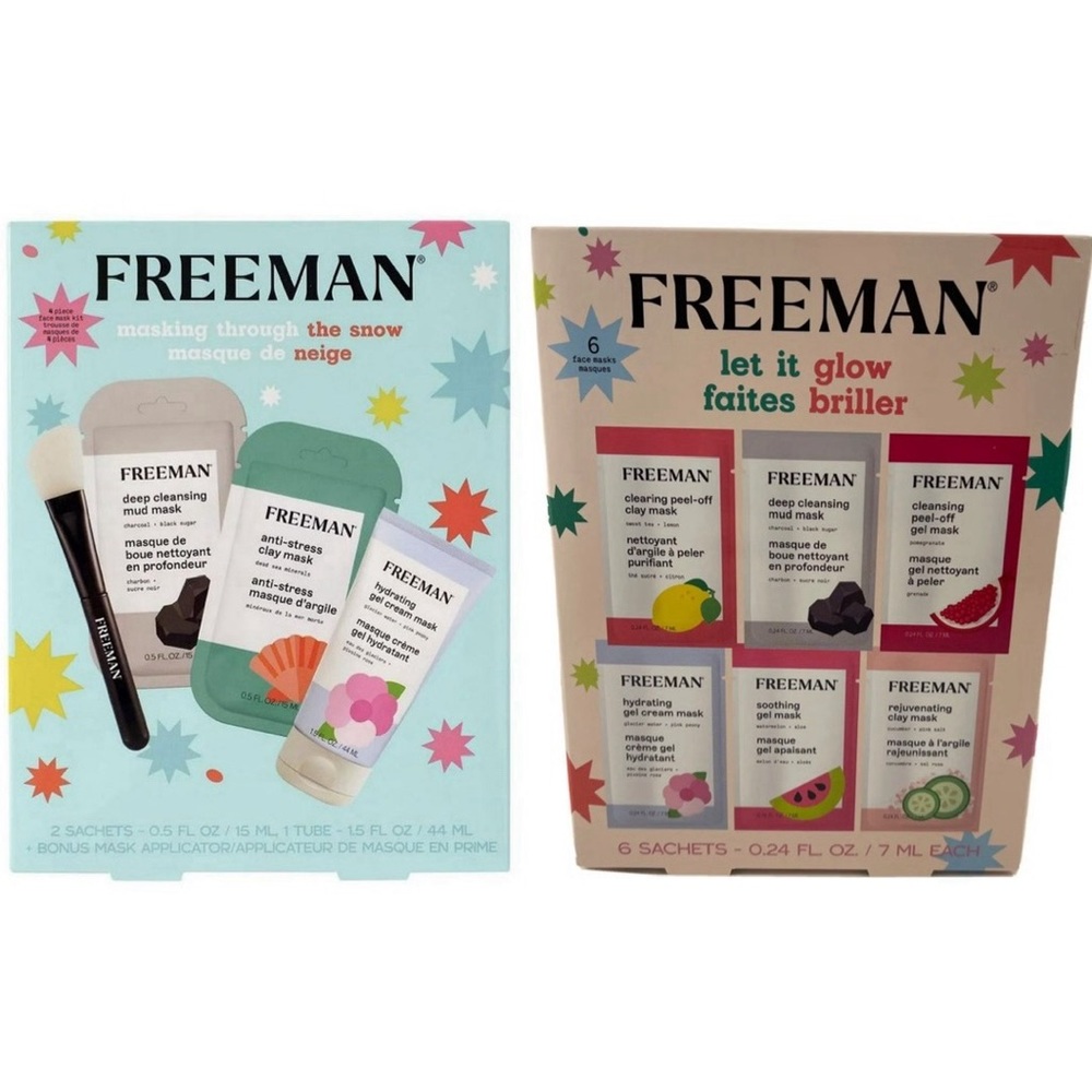 Freeman Face Mask Set Through The Snow &Let It Glow+ (Bonus)BrushCleanerSpray2oz